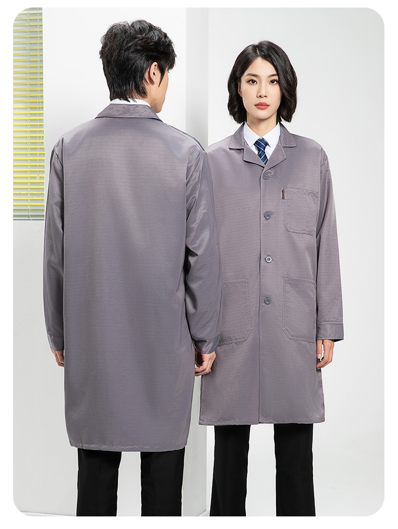 YJ-2305 防静电大褂长袖工作服纯色电子厂男女防尘食品厂防静电大褂定制(图16)