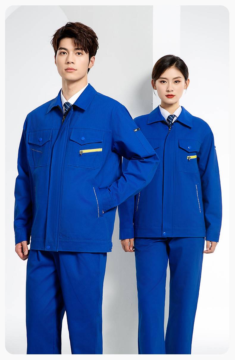 JC-117 纯棉春秋工作服套装男纯色全棉加厚耐磨建筑工地电焊机修服定制(图16)