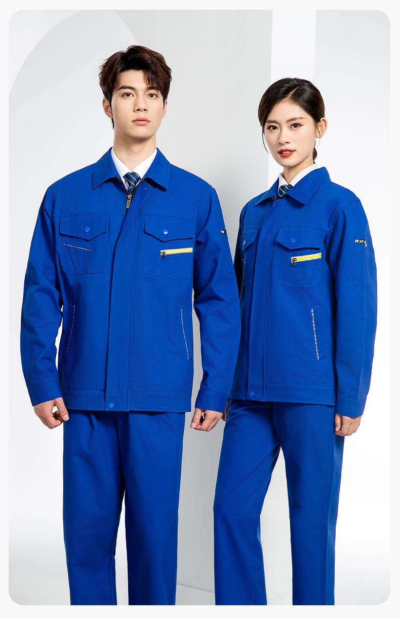 JC-117 纯棉春秋工作服套装男纯色全棉加厚耐磨建筑工地电焊机修服定制(图17)