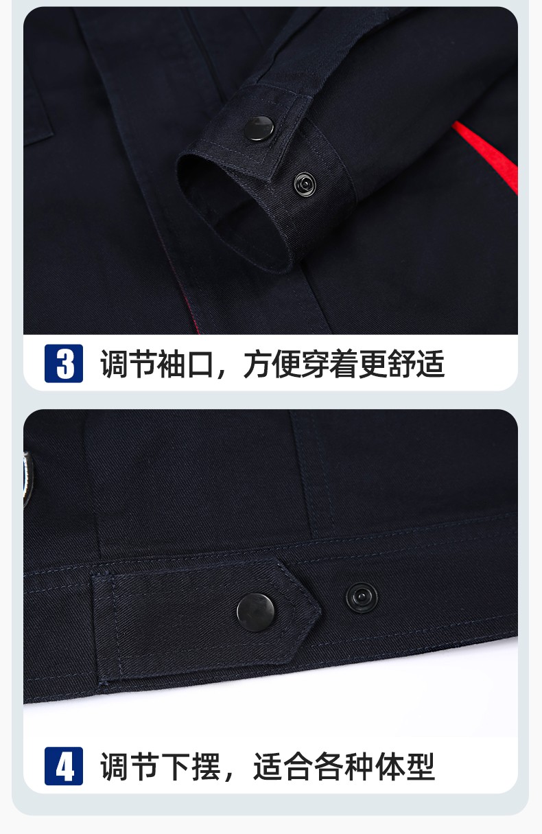JC-339S 春秋双层纯棉工作服套装拉链男女加厚全棉长袖工厂工装劳保服定制(图9)