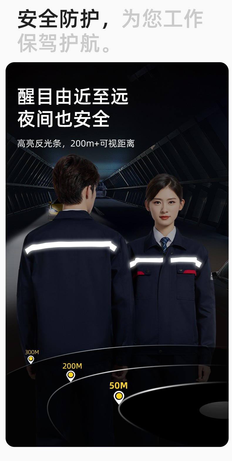 YM-20801F 防静电工作服定制春秋加厚耐磨套装男女加油加汽站化工车间劳保服(图5)