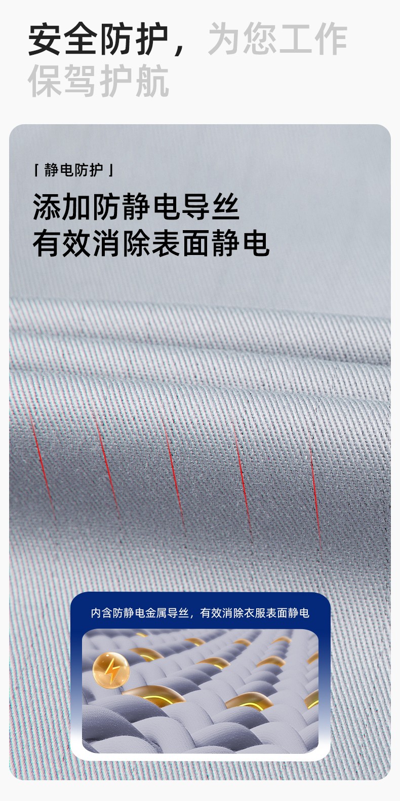 YM-20801S 防静电工作服套装男秋冬双层加厚化工厂电子厂电工装加油站劳保服(图4)