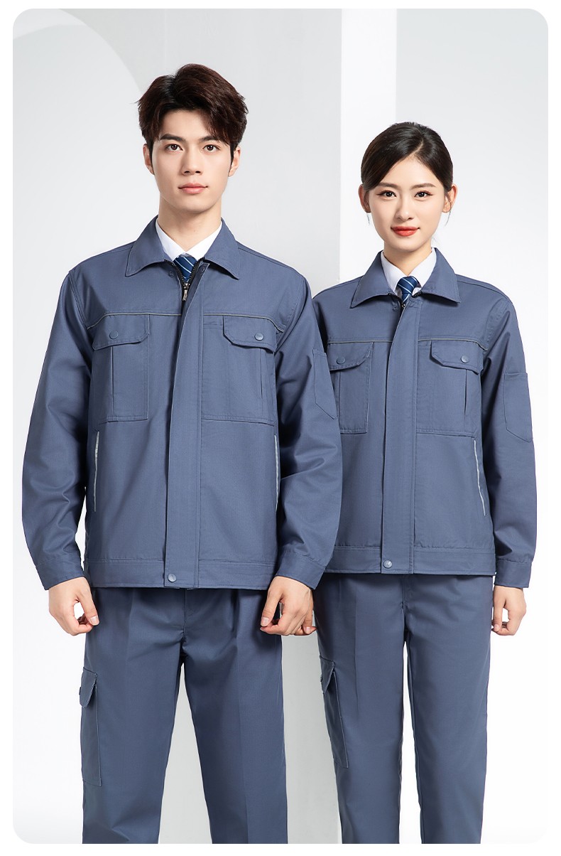 YM-092 春秋季工作服套装定制男耐磨建筑工程工厂车间长袖劳保服纯色工装(图15)
