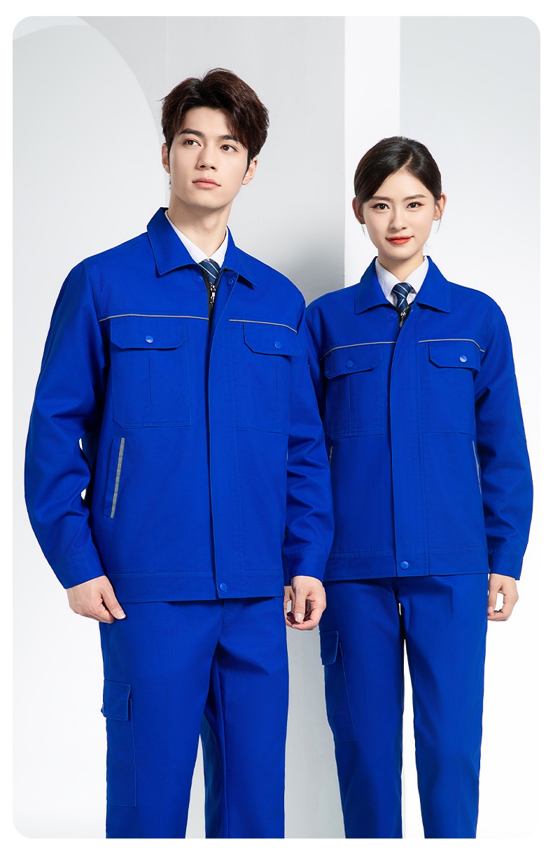 YM-092 春秋季工作服套装定制男耐磨建筑工程工厂车间长袖劳保服纯色工装(图16)