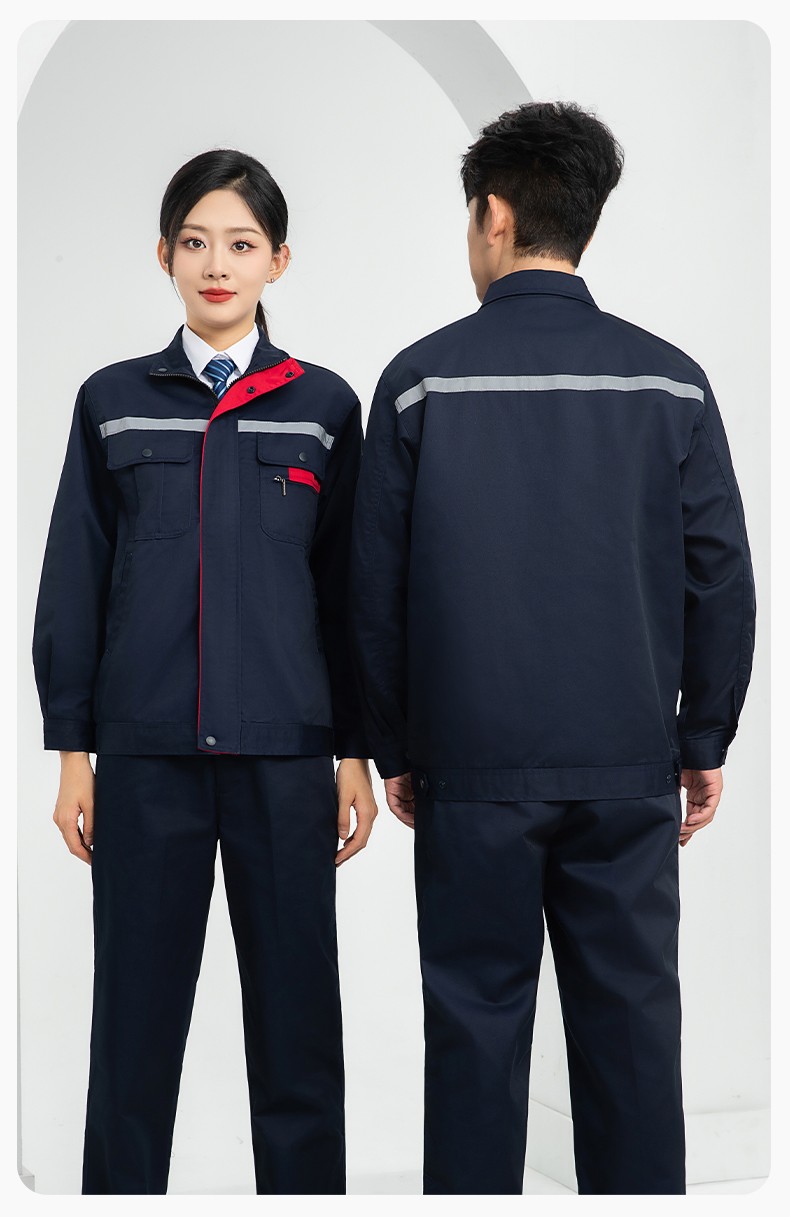LJ-1806-2 春秋双层工作服套装定制男加厚工厂工装工人车间反光条劳保服外套(图15)