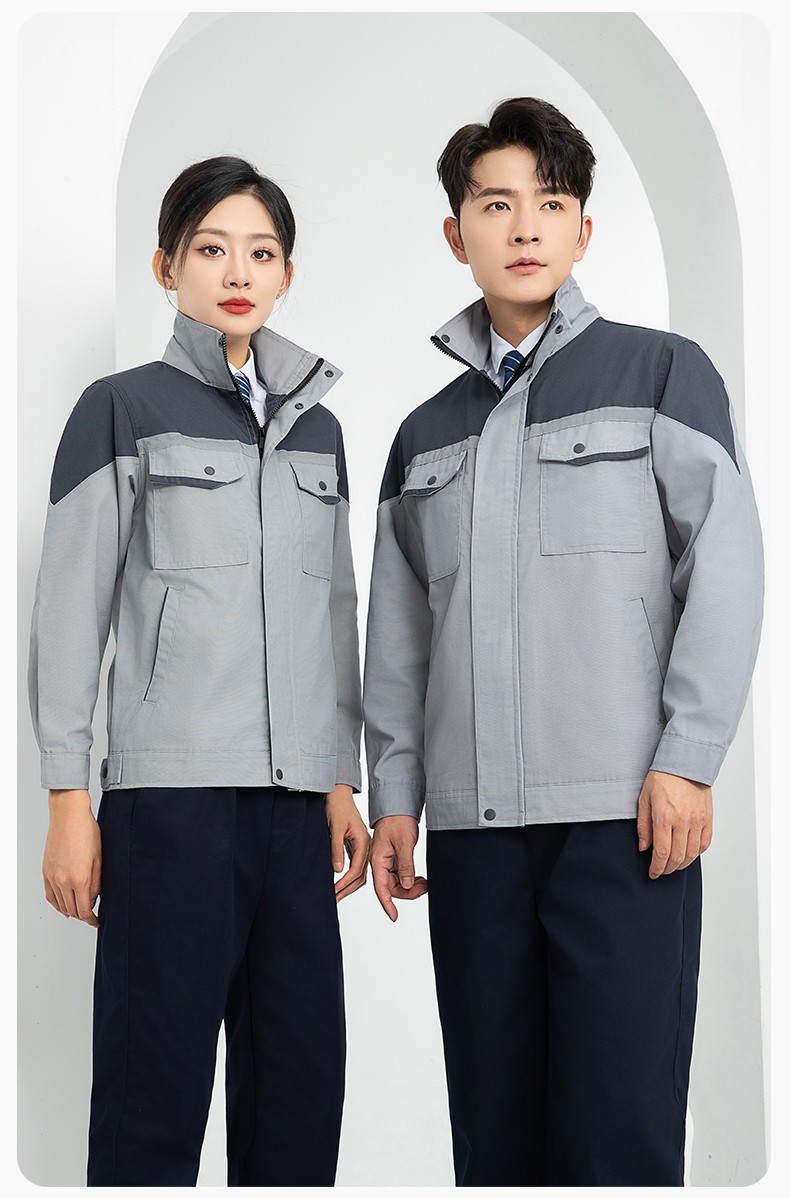 LJ-1811 春秋劳保工作服套装磨毛帆布工厂车间厂服建筑工装汽修服批发(图14)