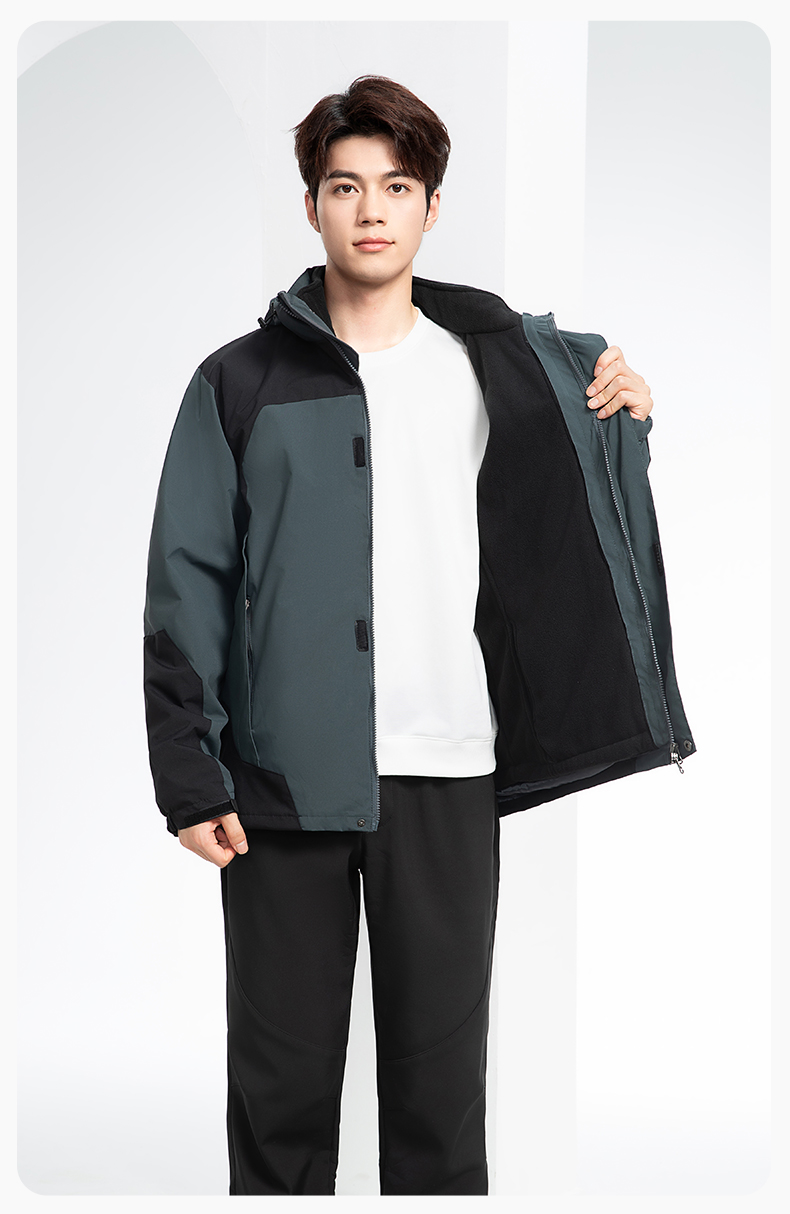 SW-9552 冬季撞色工作服冲锋衣三合一可拆卸保暖工装企业学校团体服定制(图16)