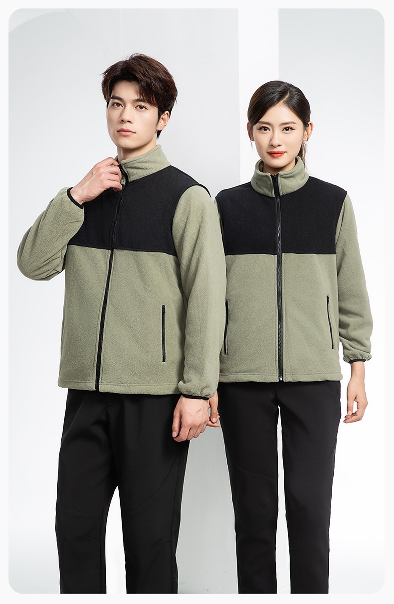 LT-3561 秋冬立领外套工作服定制摇粒绒拼色保暖工装公司企业学校团体服(图11)