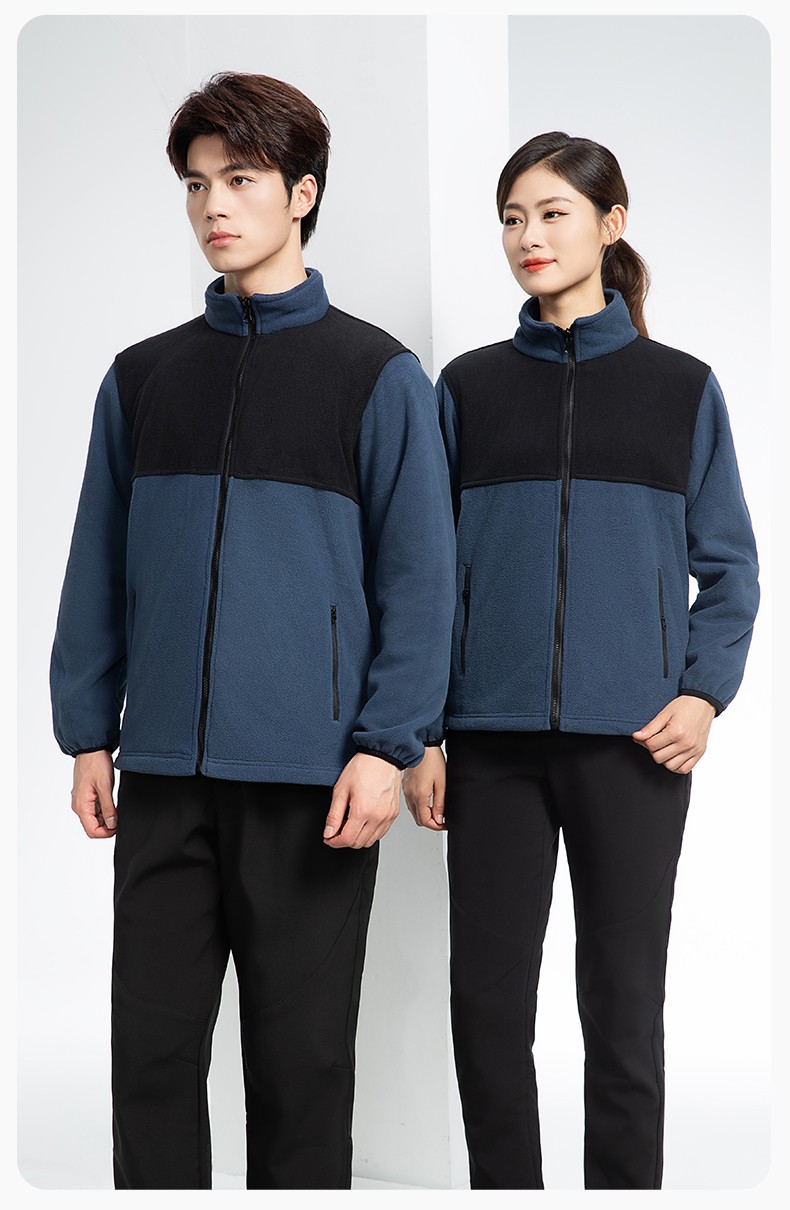 LT-3561 秋冬立领外套工作服定制摇粒绒拼色保暖工装公司企业学校团体服(图13)