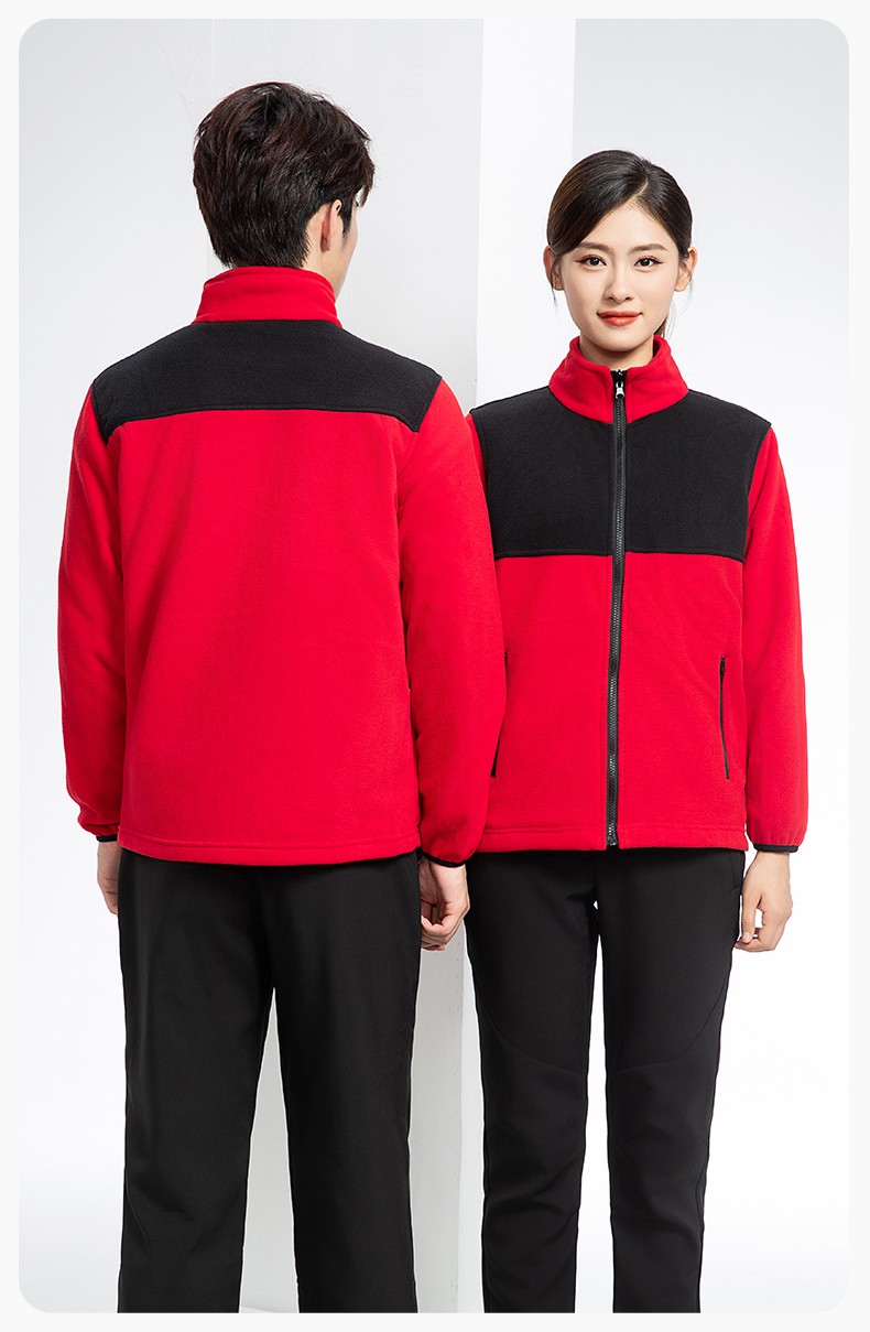 LT-3561 秋冬立领外套工作服定制摇粒绒拼色保暖工装公司企业学校团体服(图16)