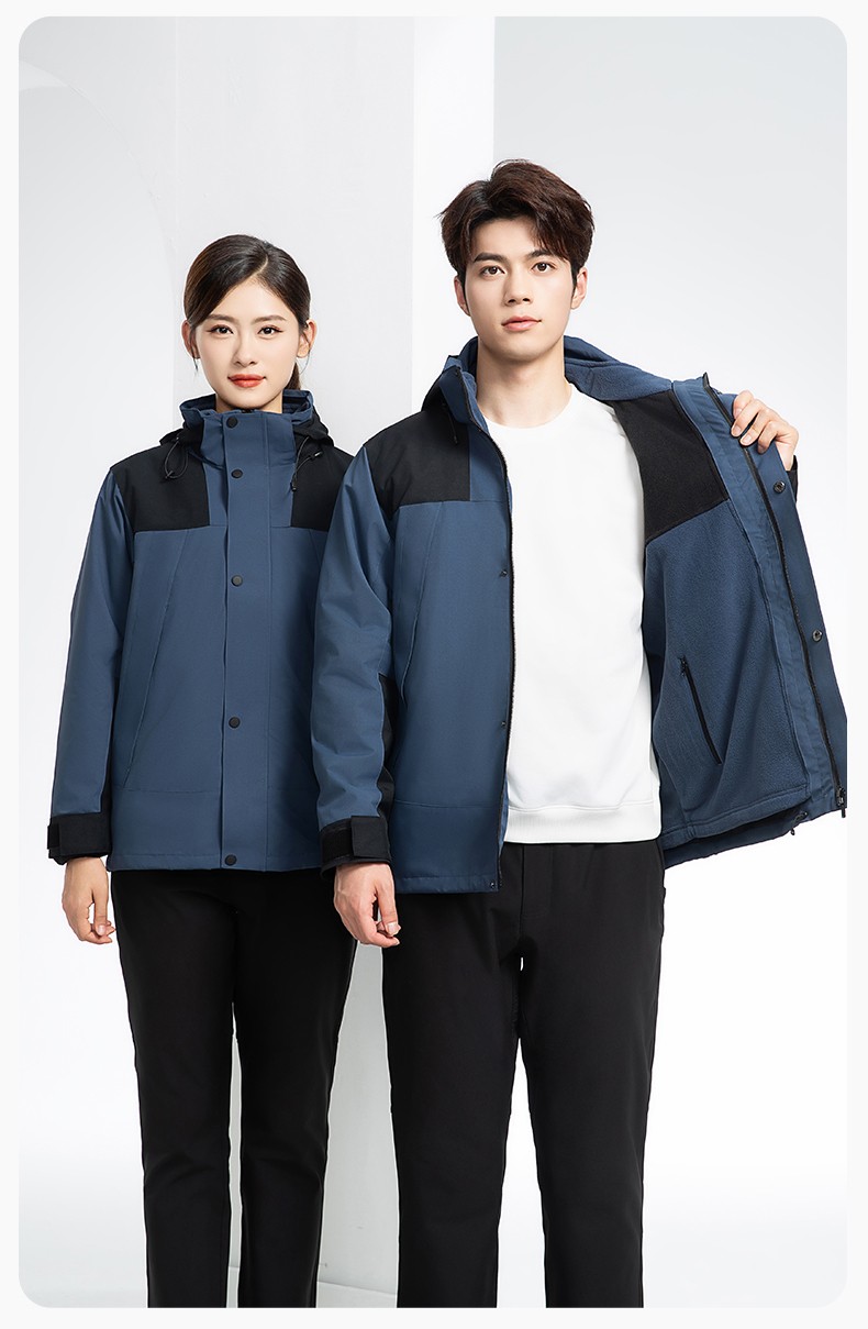 LT-3561 冲锋衣定制印logo刺绣企业加绒工作服防水三合一风衣外套秋冬工装(图17)