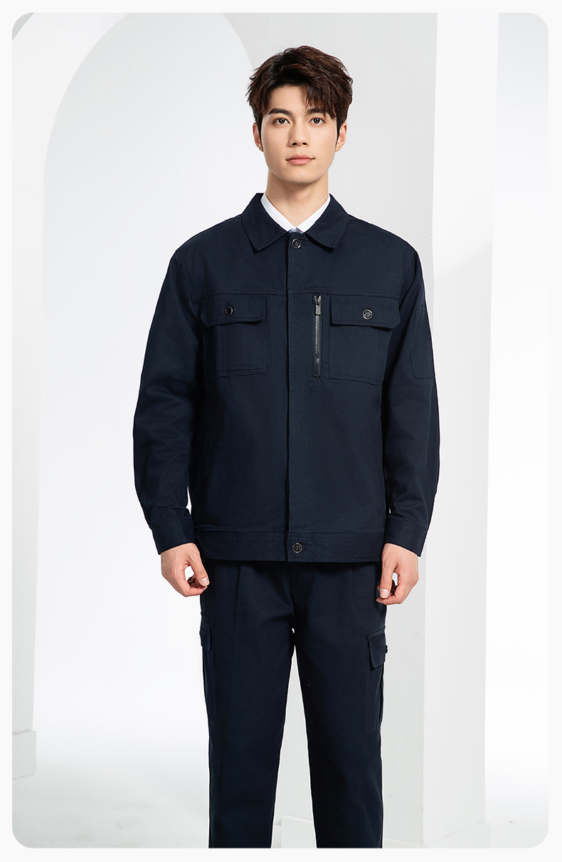 RD-505 纯棉春秋工作服套装男纯色建筑维修工地工装车间工厂劳保服定制(图13)