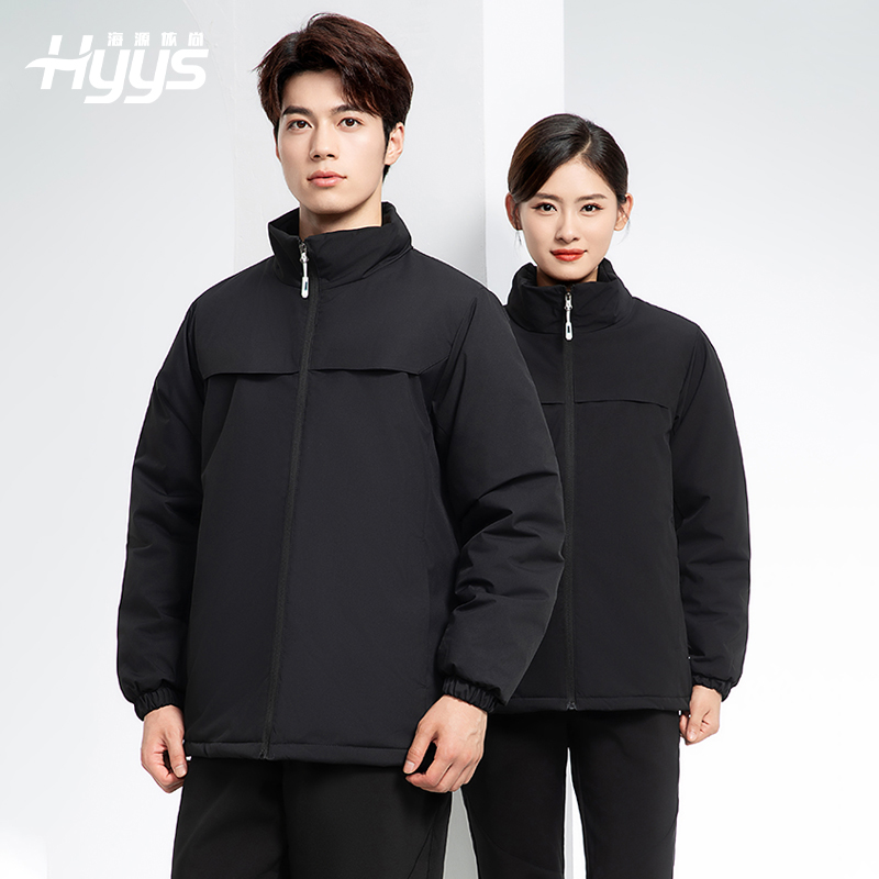 YJ-768 冬季一体式棉冲锋衣工作服男纯色加厚保暖工厂企业装团体服定制