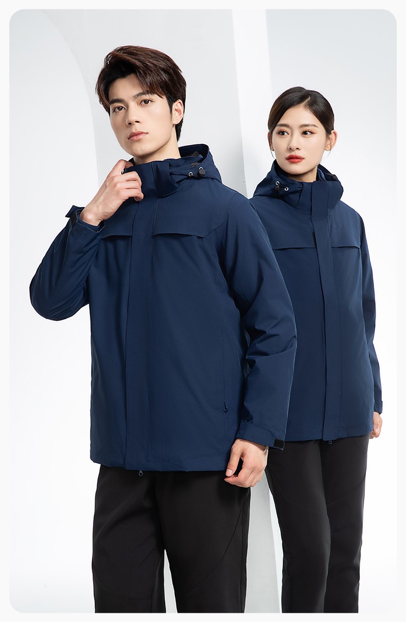 YJ-968 海源三合一冲锋衣工作服男纯色团体企业工装加绒保暖外套厂服定制(图15)