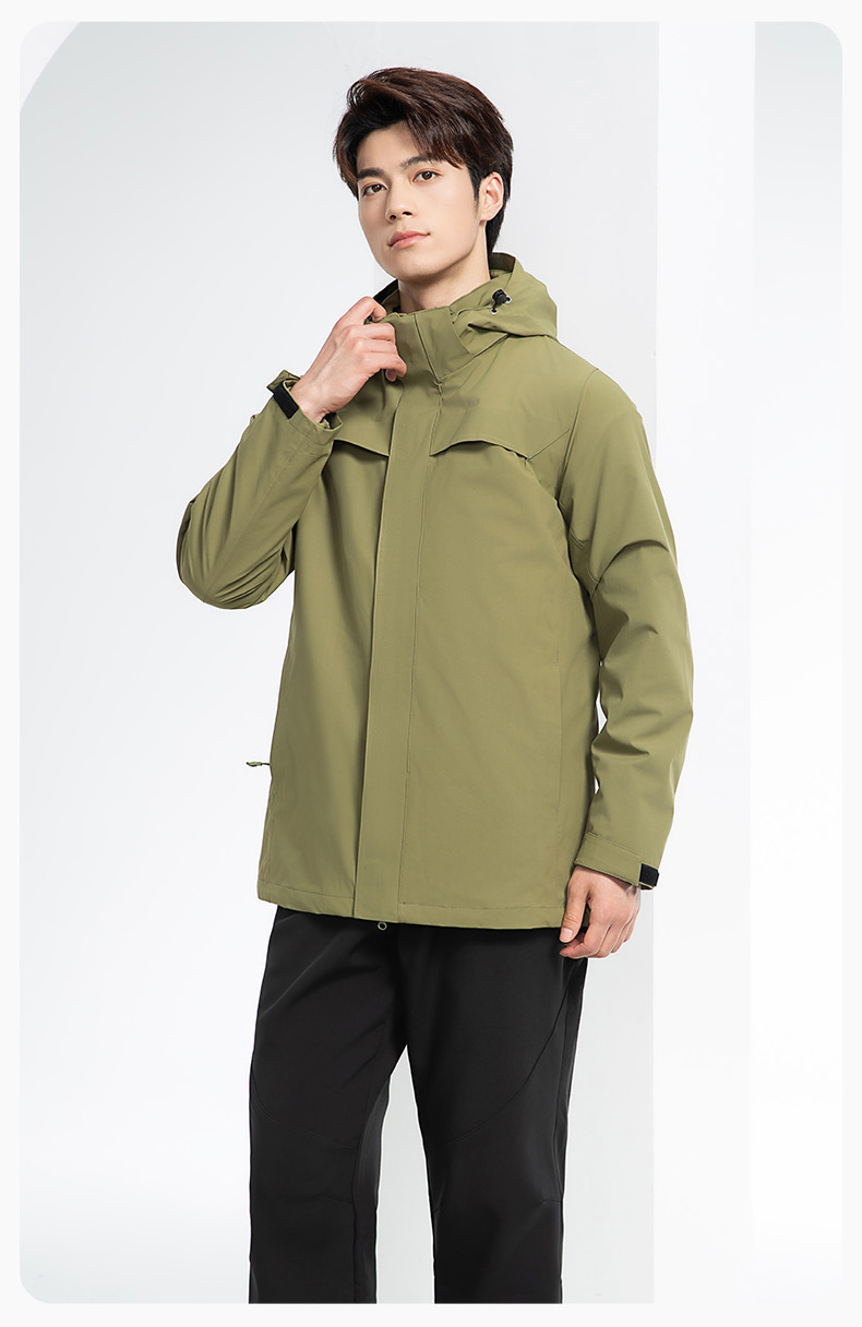 YJ-968 海源三合一冲锋衣工作服男纯色团体企业工装加绒保暖外套厂服定制(图16)