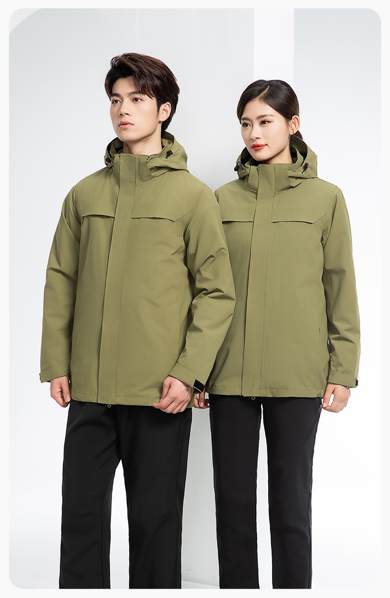 YJ-968 海源三合一冲锋衣工作服男纯色团体企业工装加绒保暖外套厂服定制(图17)