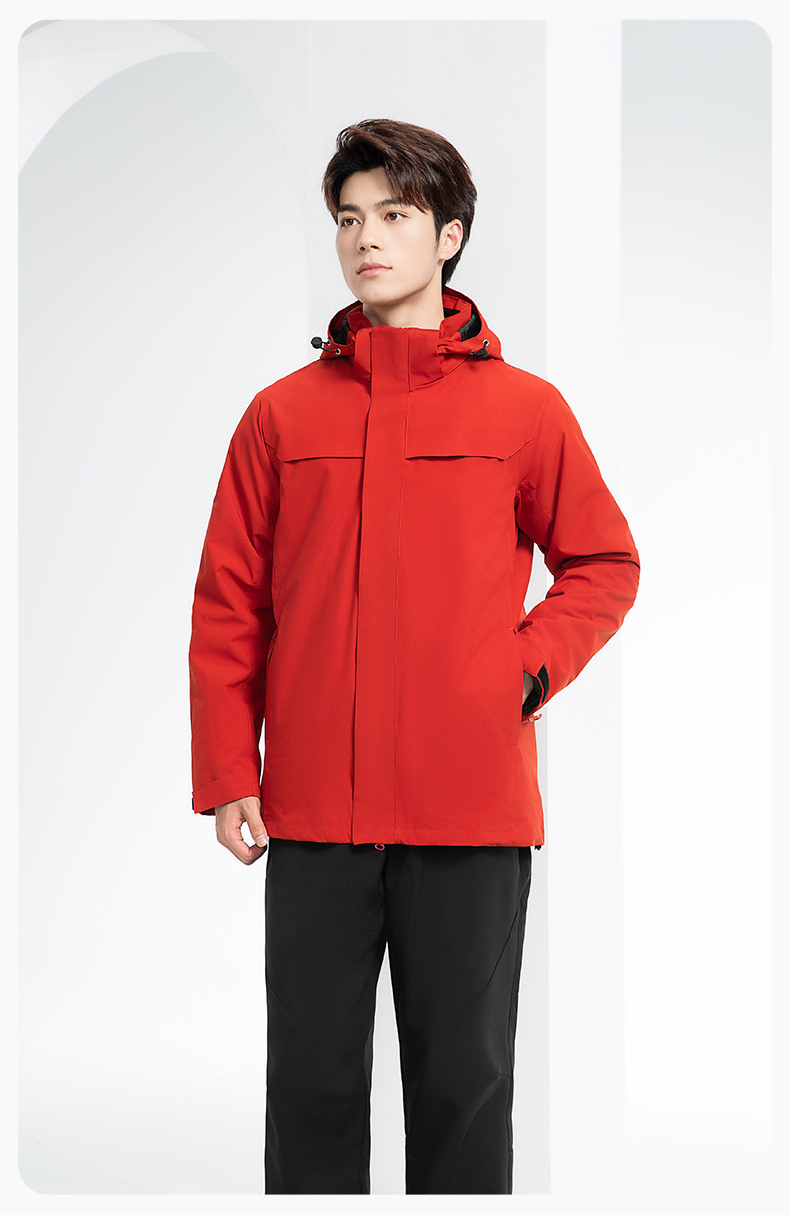 YJ-968 海源三合一冲锋衣工作服男纯色团体企业工装加绒保暖外套厂服定制(图18)