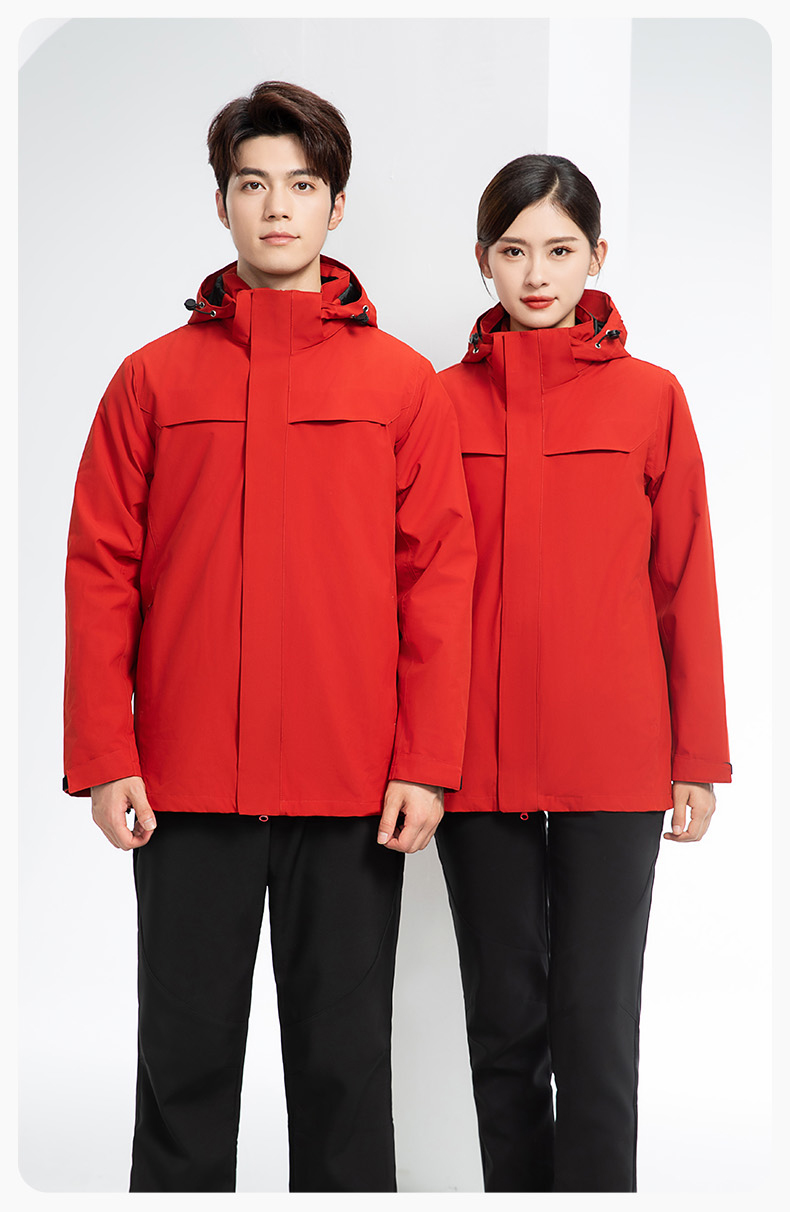 YJ-968 海源三合一冲锋衣工作服男纯色团体企业工装加绒保暖外套厂服定制(图19)