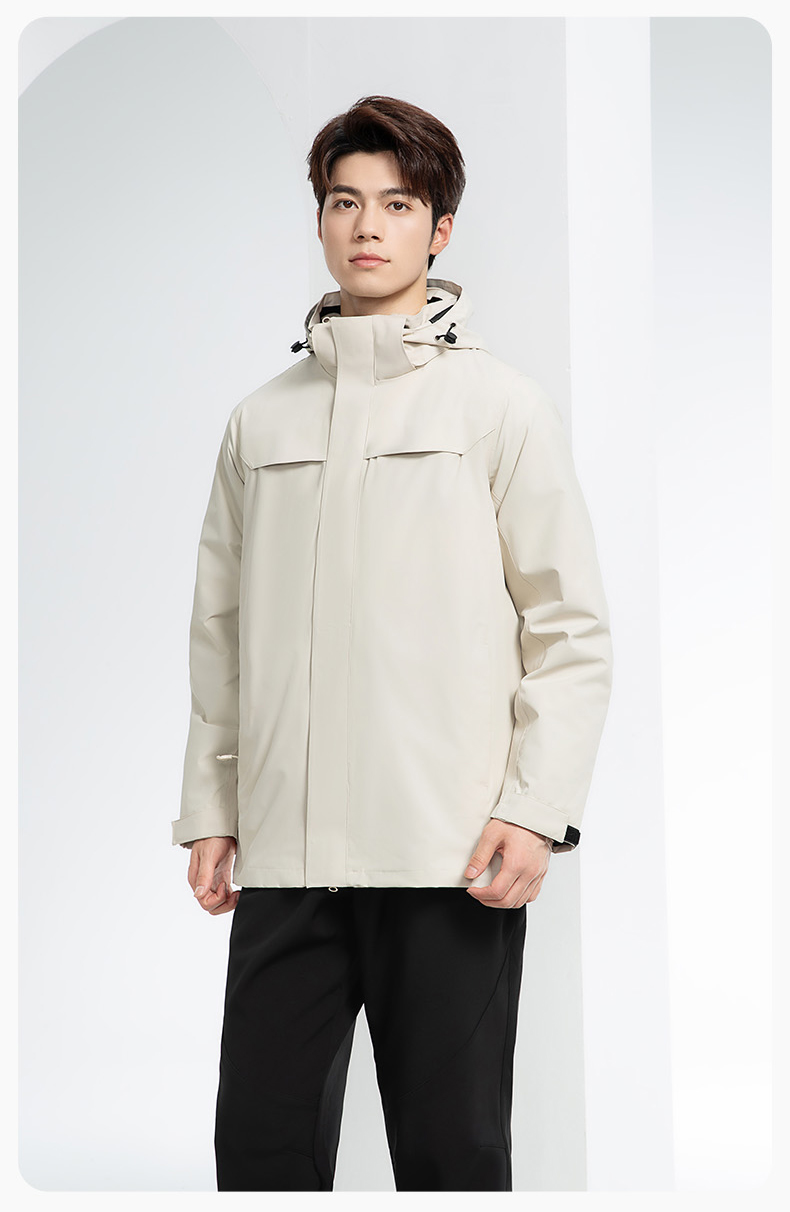 YJ-968 海源三合一冲锋衣工作服男纯色团体企业工装加绒保暖外套厂服定制(图20)