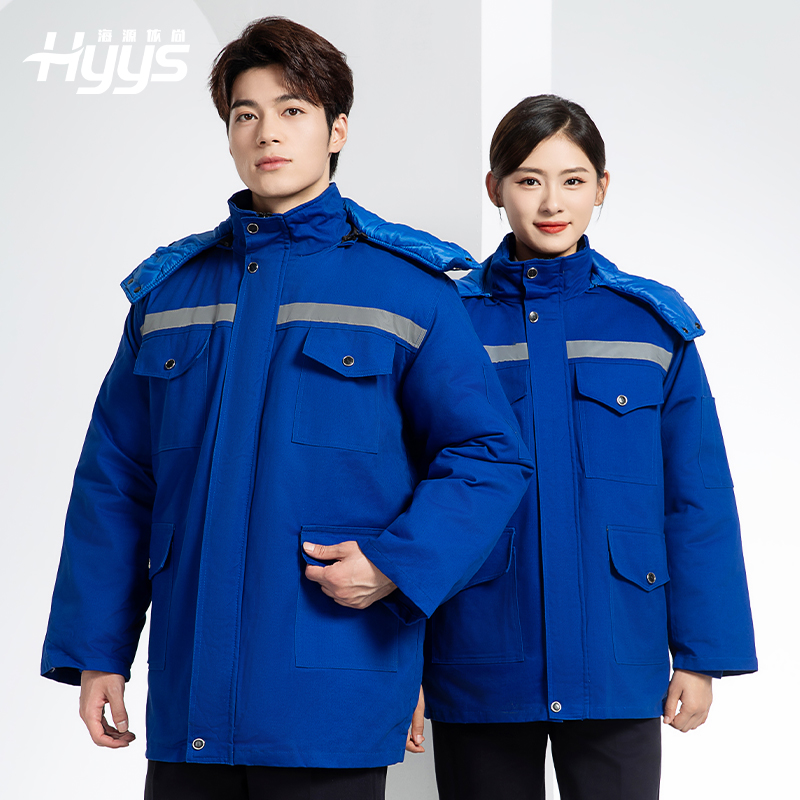 QMMF20101 冬季工作服棉服定制纯棉耐磨加厚保暖物业工程劳保服反光棉袄印字