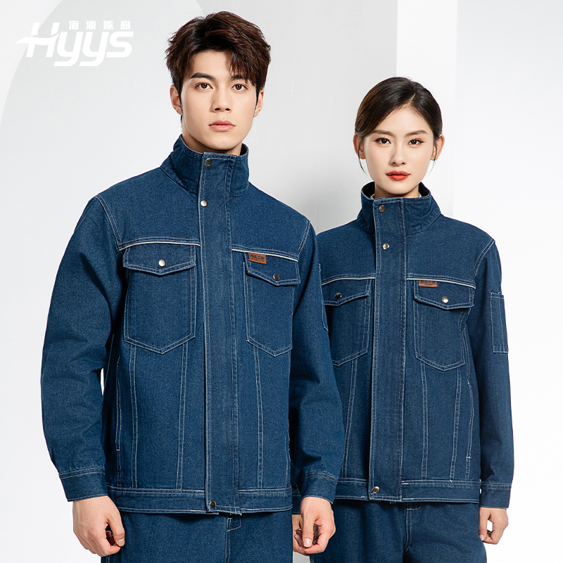 BF-801 春秋牛仔工作服套装男反光电焊工防烫抗火花汽机修工厂劳保服定制