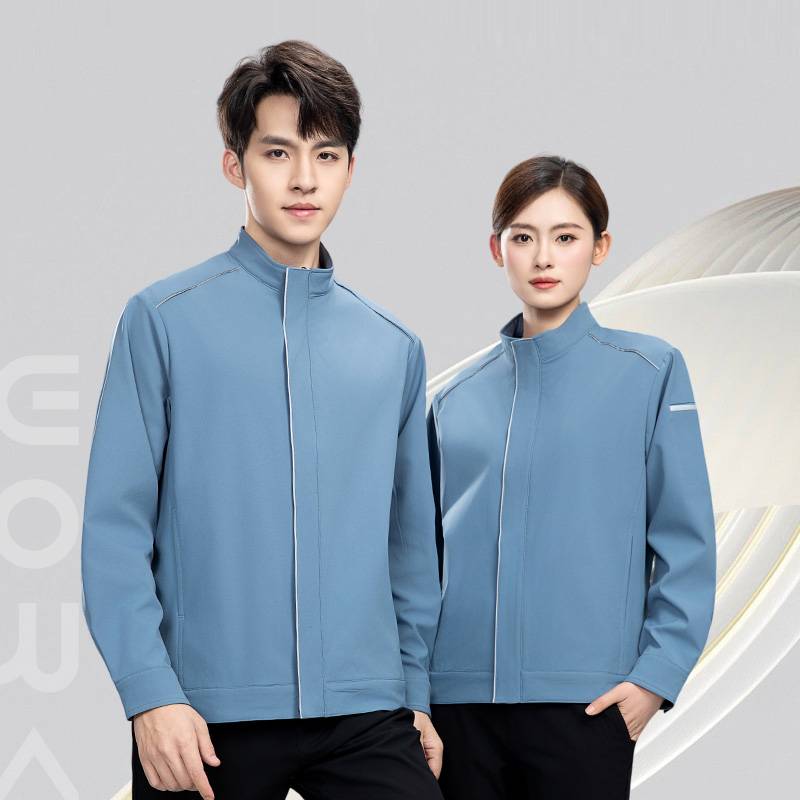 YJ-5608XM 软壳冲锋衣工作服春秋套装男纯色防风工装企业团体服机修服定制